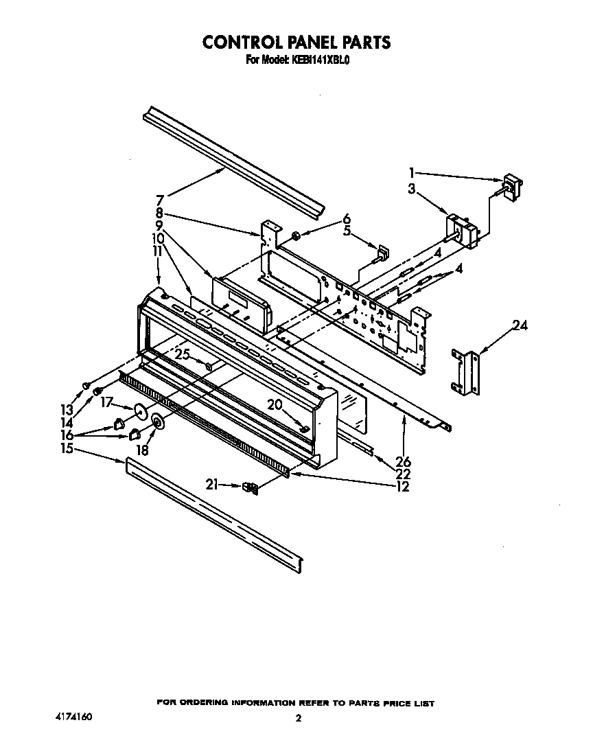 KitchenAid KEBI141XBL0 control panel diagram