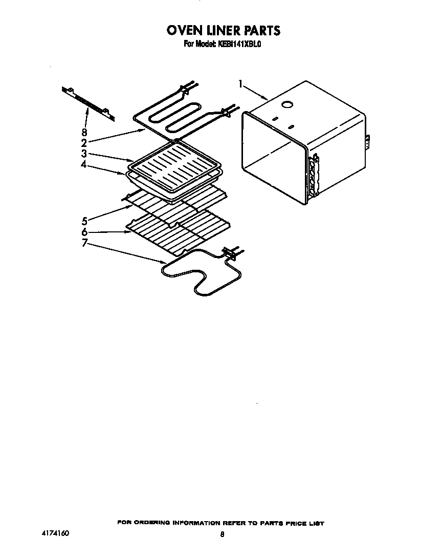 KitchenAid KEBI141XBL0 oven liner diagram