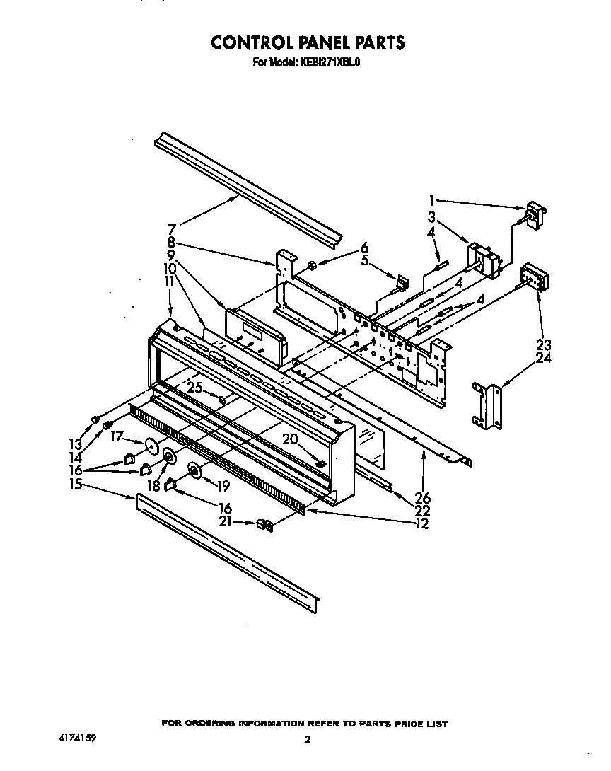 KitchenAid KEBI271XBL0 control panel diagram