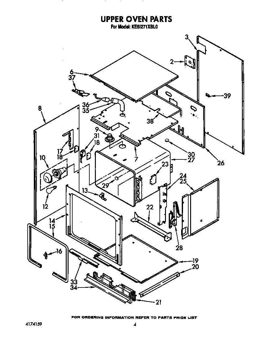 KitchenAid KEBI271XBL0 upper oven diagram