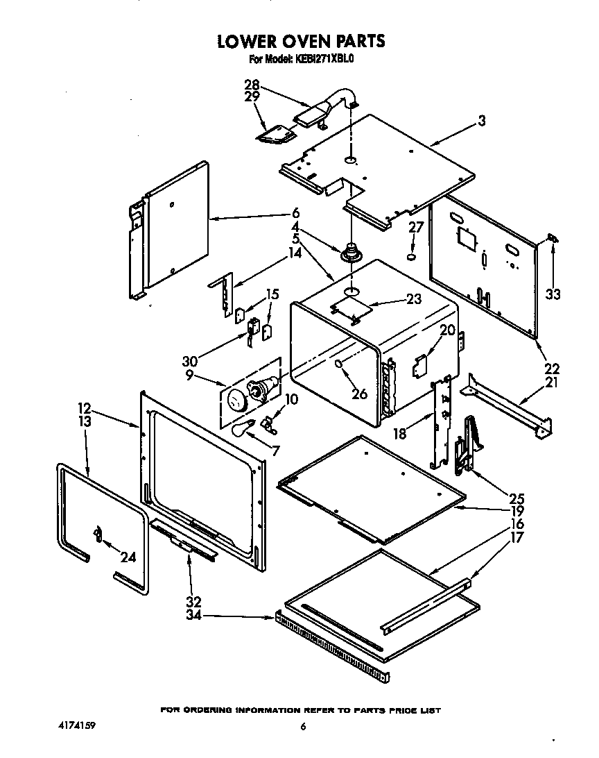 KitchenAid KEBI271XBL0 lower oven diagram