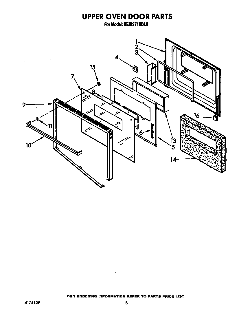 KitchenAid KEBI271XBL0 upper oven door diagram