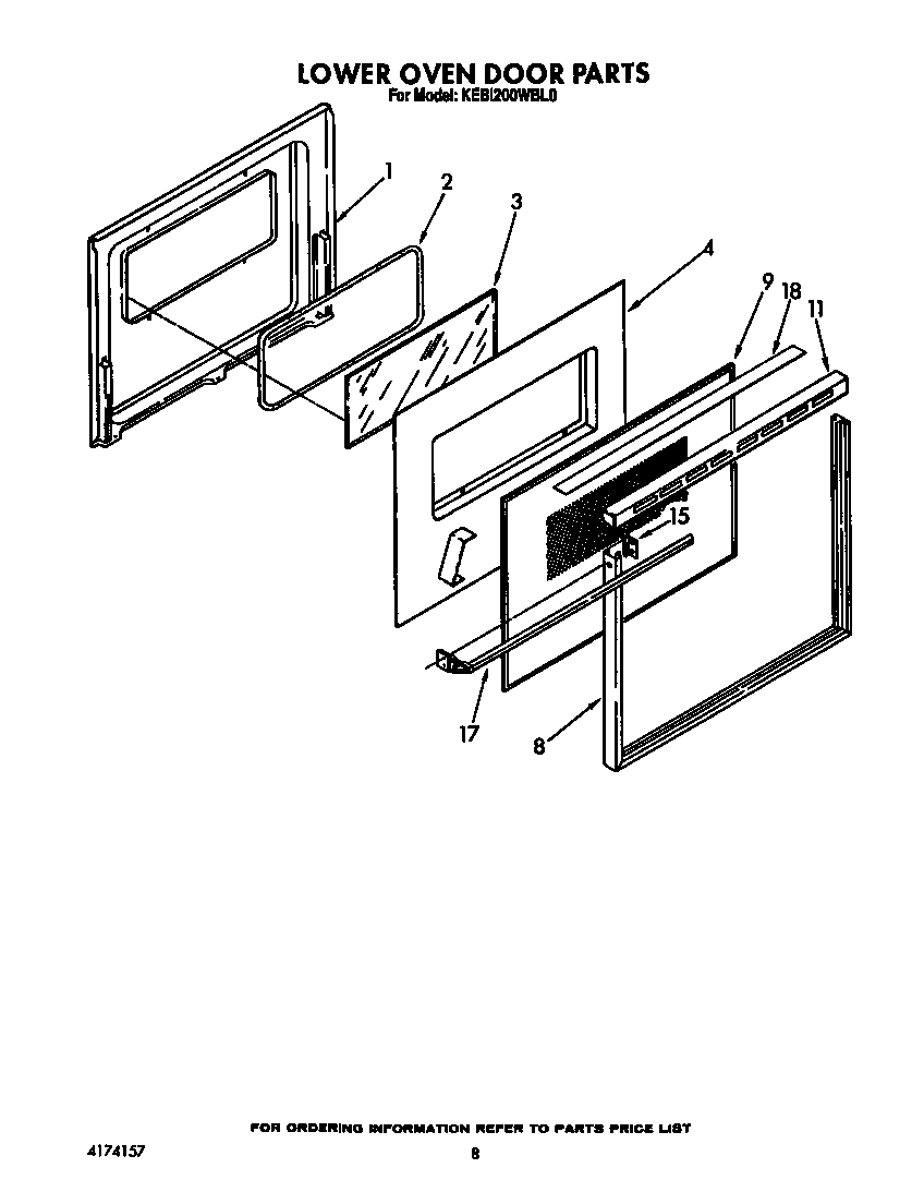 KitchenAid KEBI200WBL0 lower oven door diagram