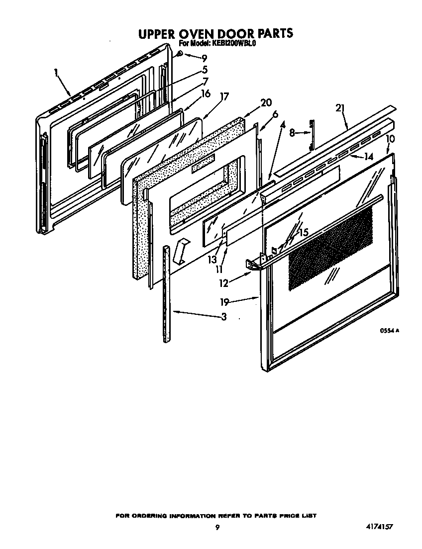 KitchenAid KEBI200WBL0 upper oven door diagram