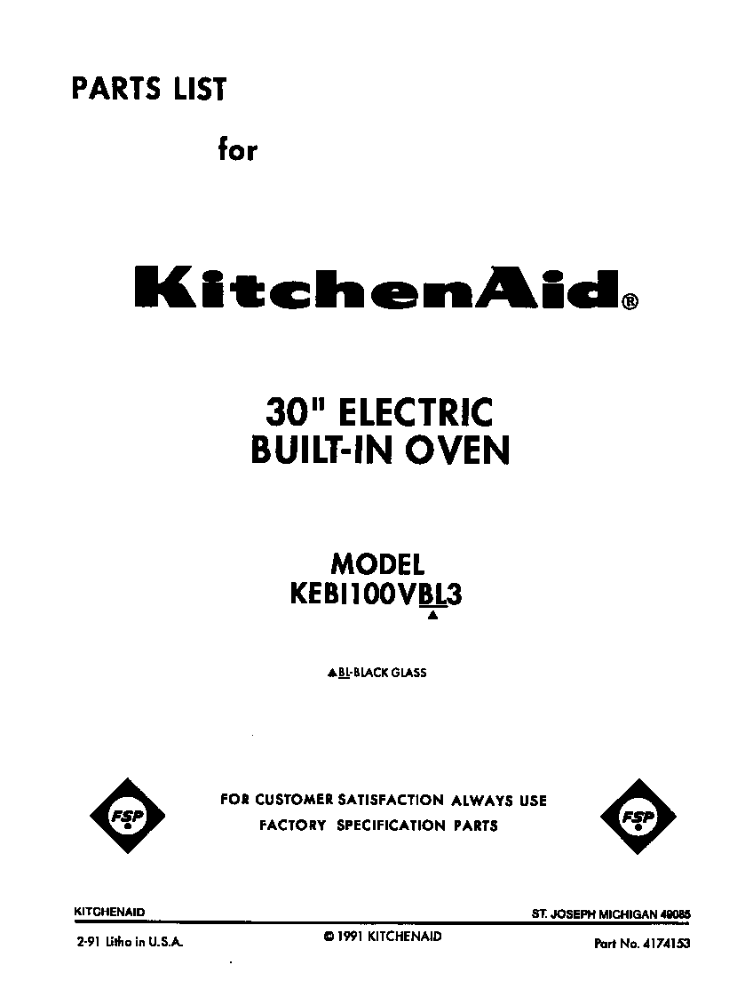 KitchenAid KEBI100VBL3 front cover diagram