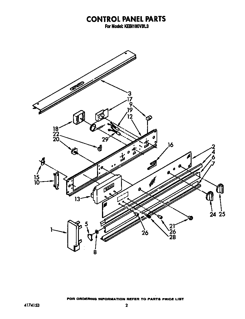 KitchenAid KEBI100VBL3 control panel diagram