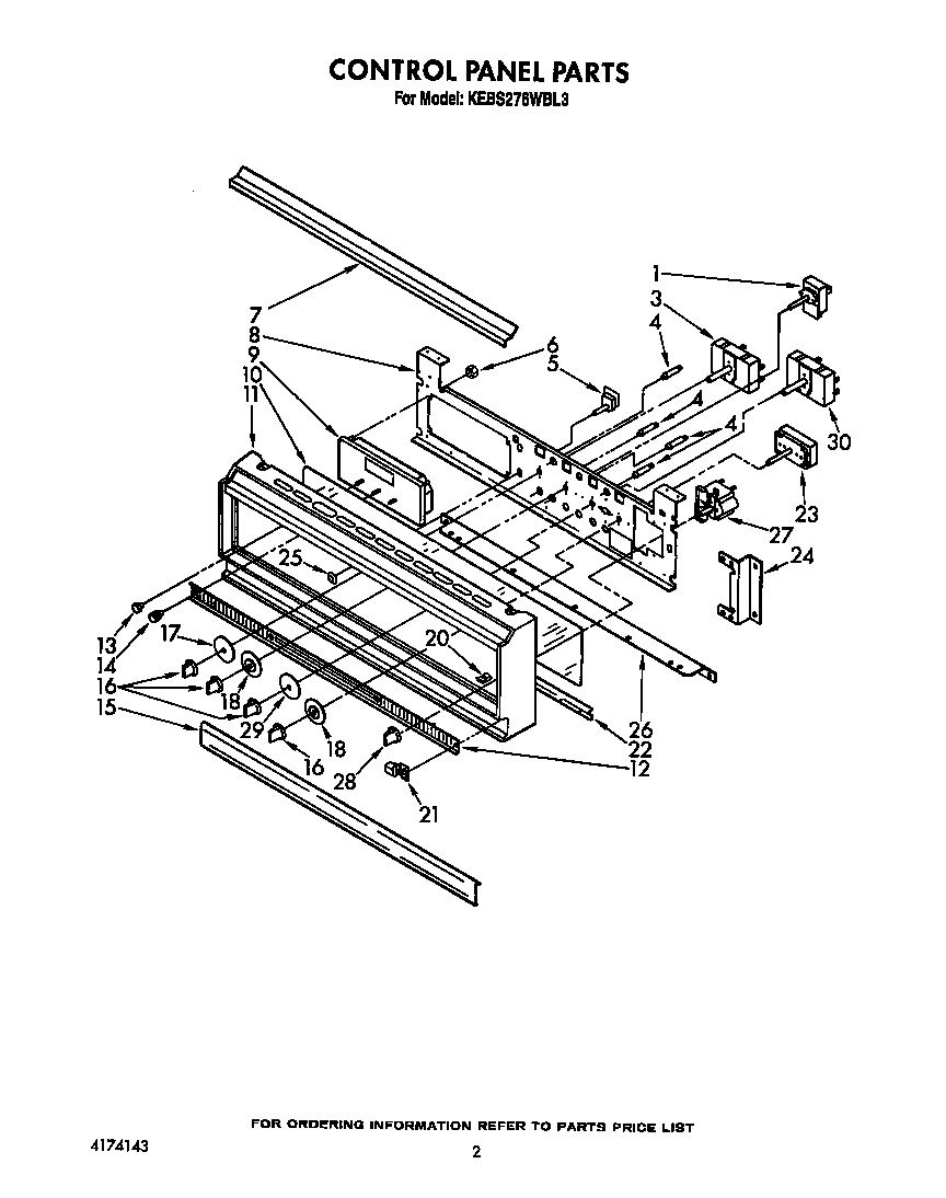 KitchenAid KEBS276WBL3 control panel diagram