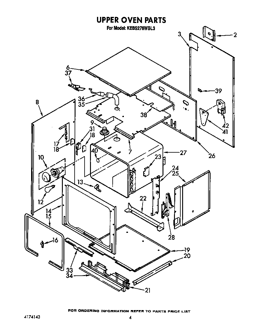 KitchenAid KEBS276WBL3 upper oven diagram