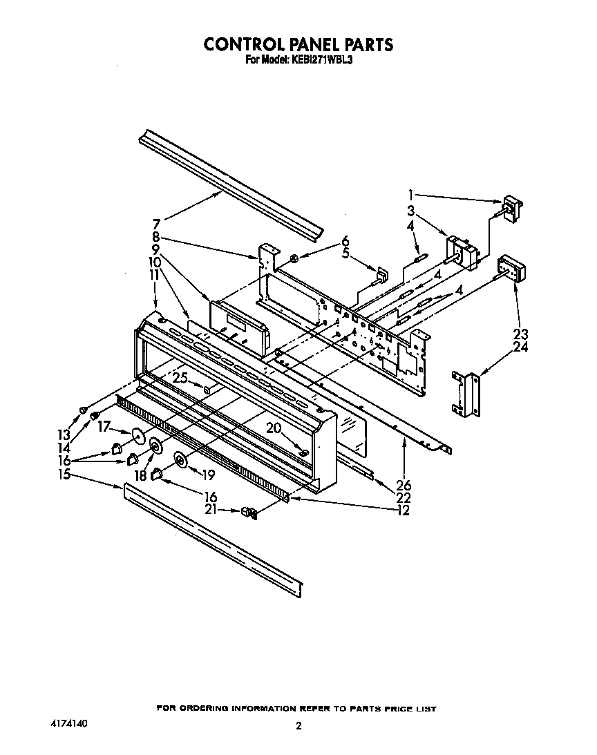 KitchenAid KEBI271WBL3 control panel diagram