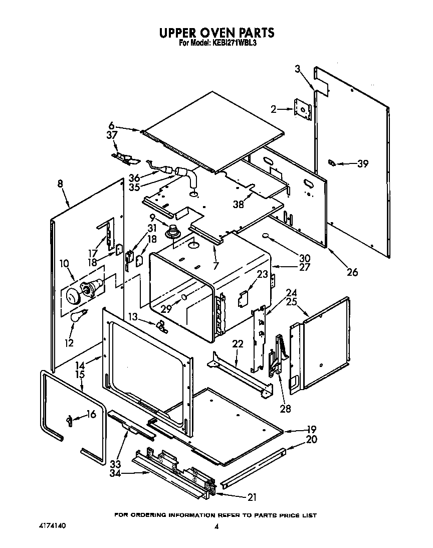 KitchenAid KEBI271WBL3 upper oven diagram