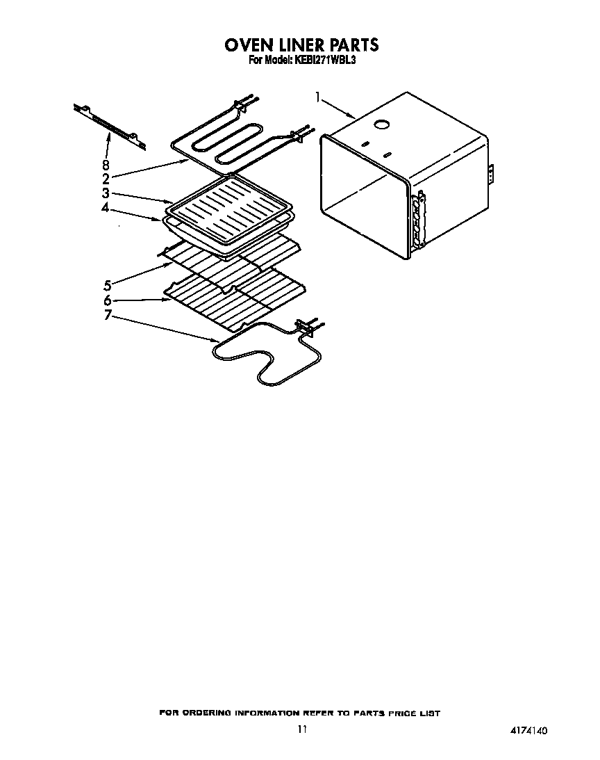 KitchenAid KEBI271WBL3 oven liner diagram
