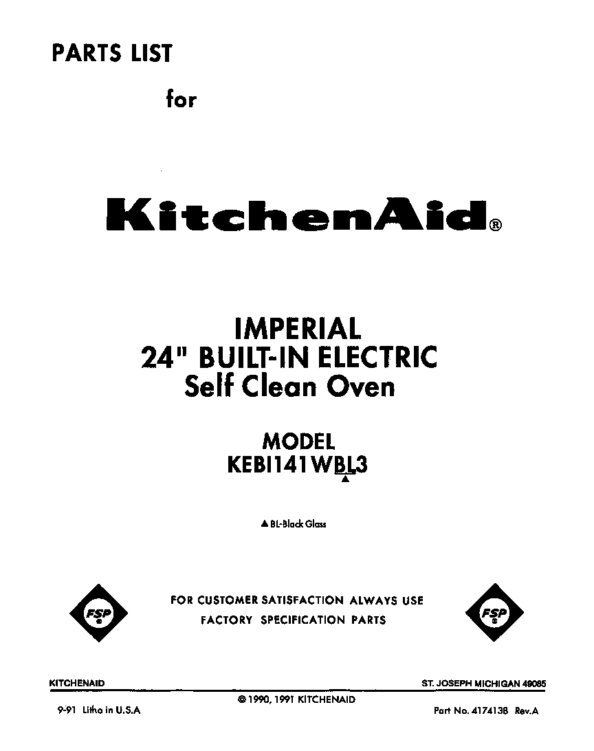 KitchenAid KEBI141WBL3 front cover diagram