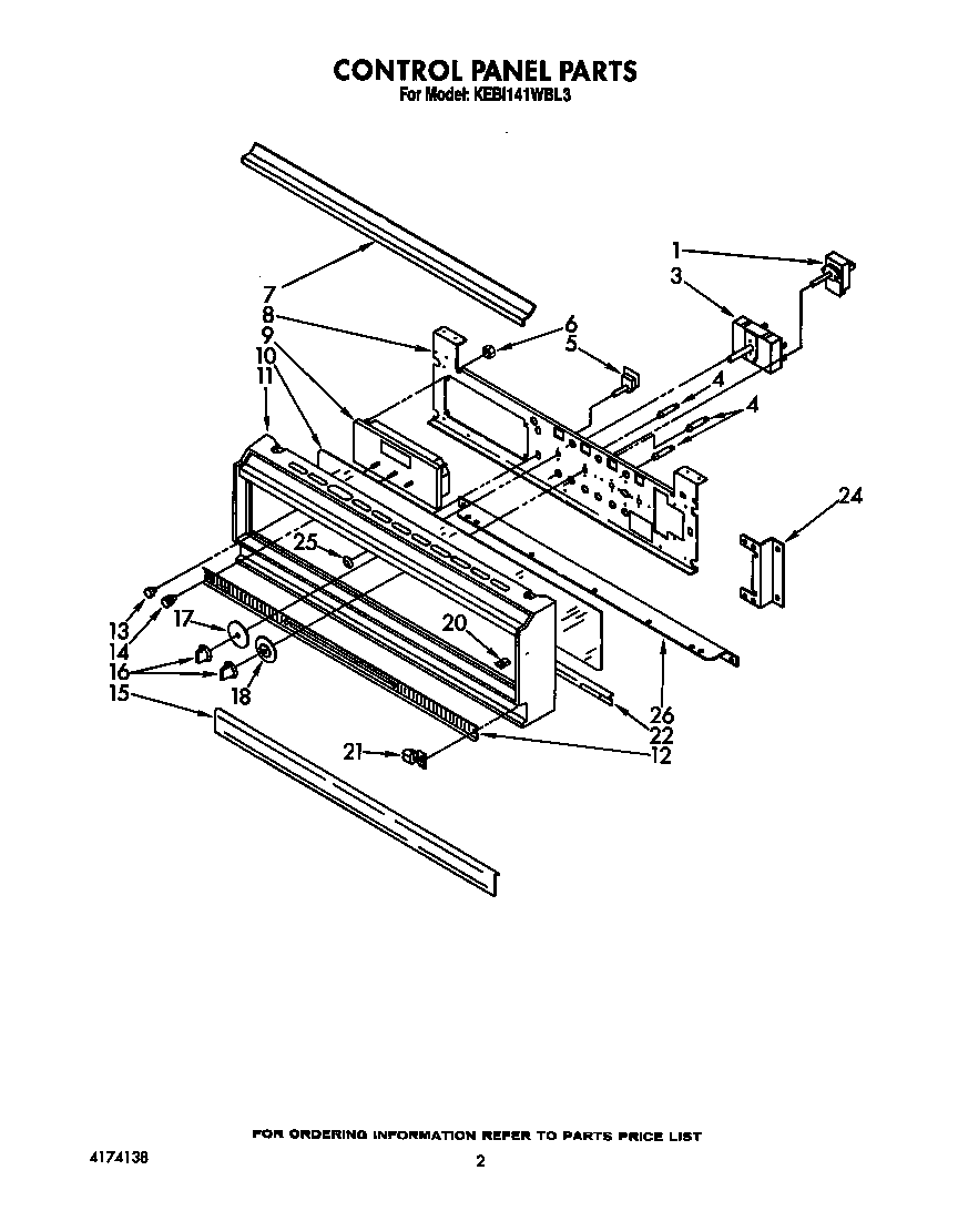 KitchenAid KEBI141WBL3 control panel diagram