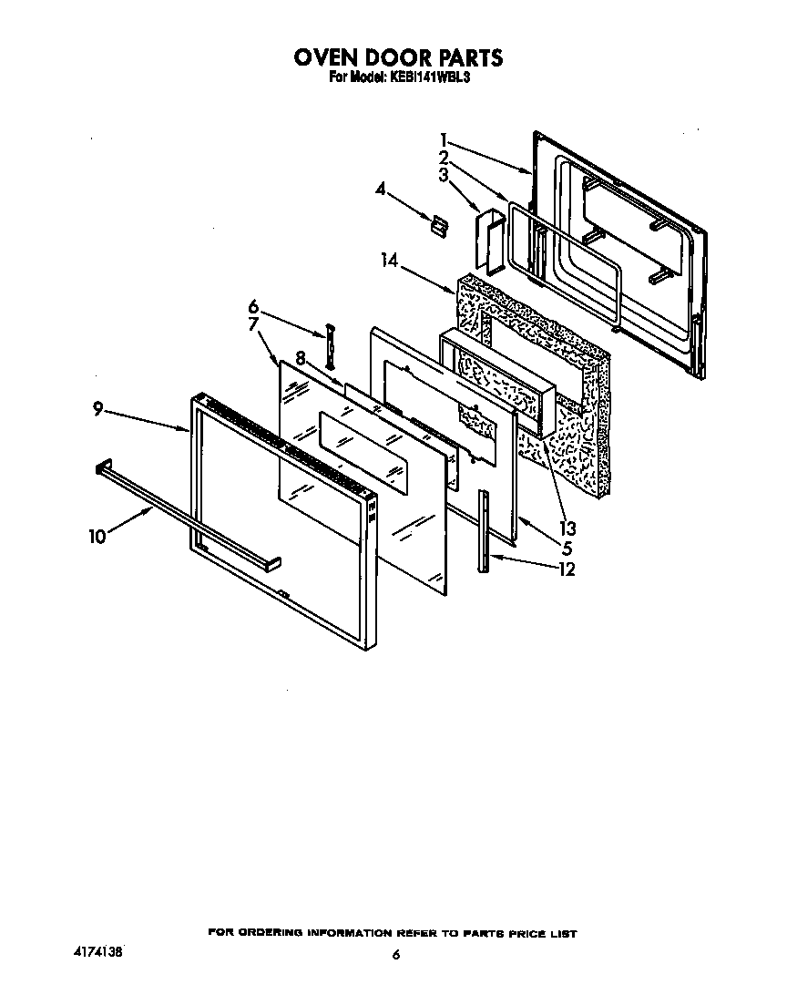 KitchenAid KEBI141WBL3 oven door diagram