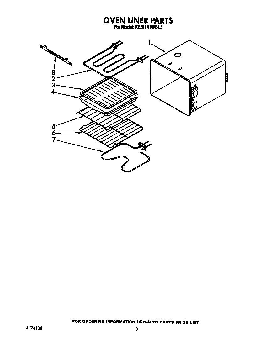 KitchenAid KEBI141WBL3 oven liner diagram