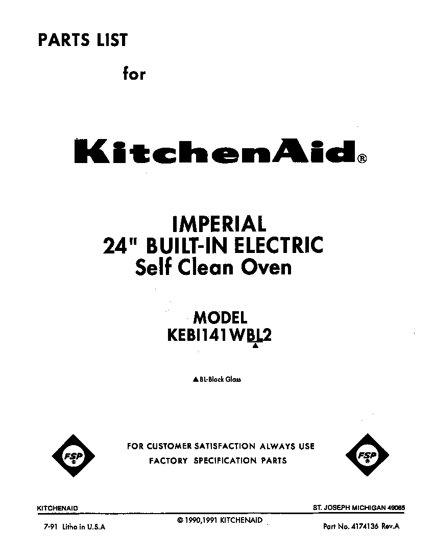 KitchenAid KEBI141WBL2 front cover diagram