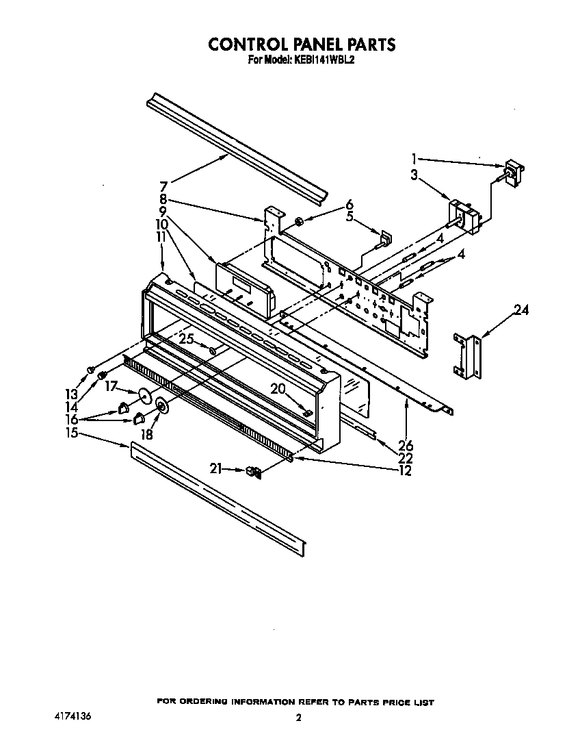 KitchenAid KEBI141WBL2 control panel diagram