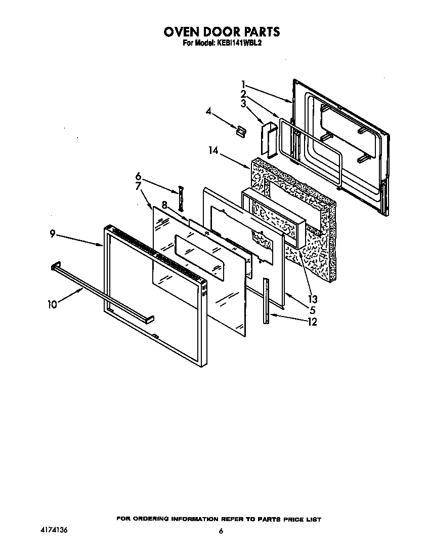 KitchenAid KEBI141WBL2 oven door diagram