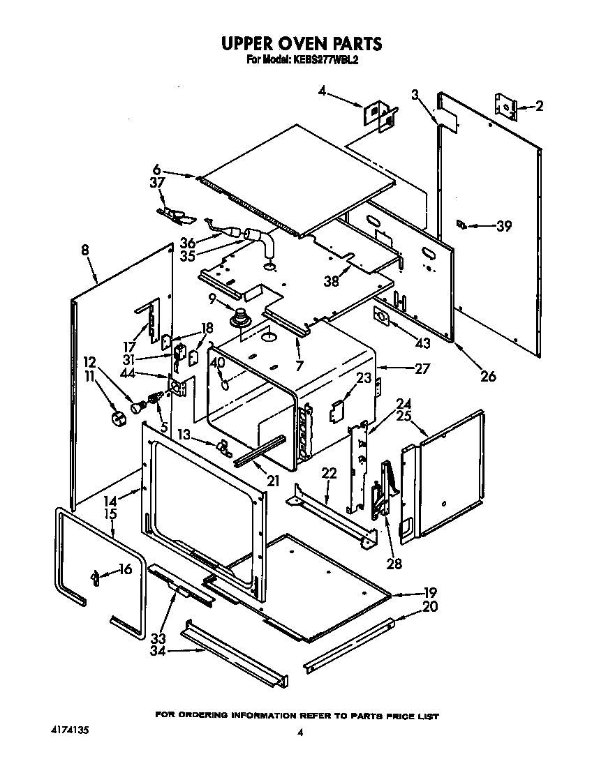 KitchenAid KEBS277WWH2 upper oven diagram