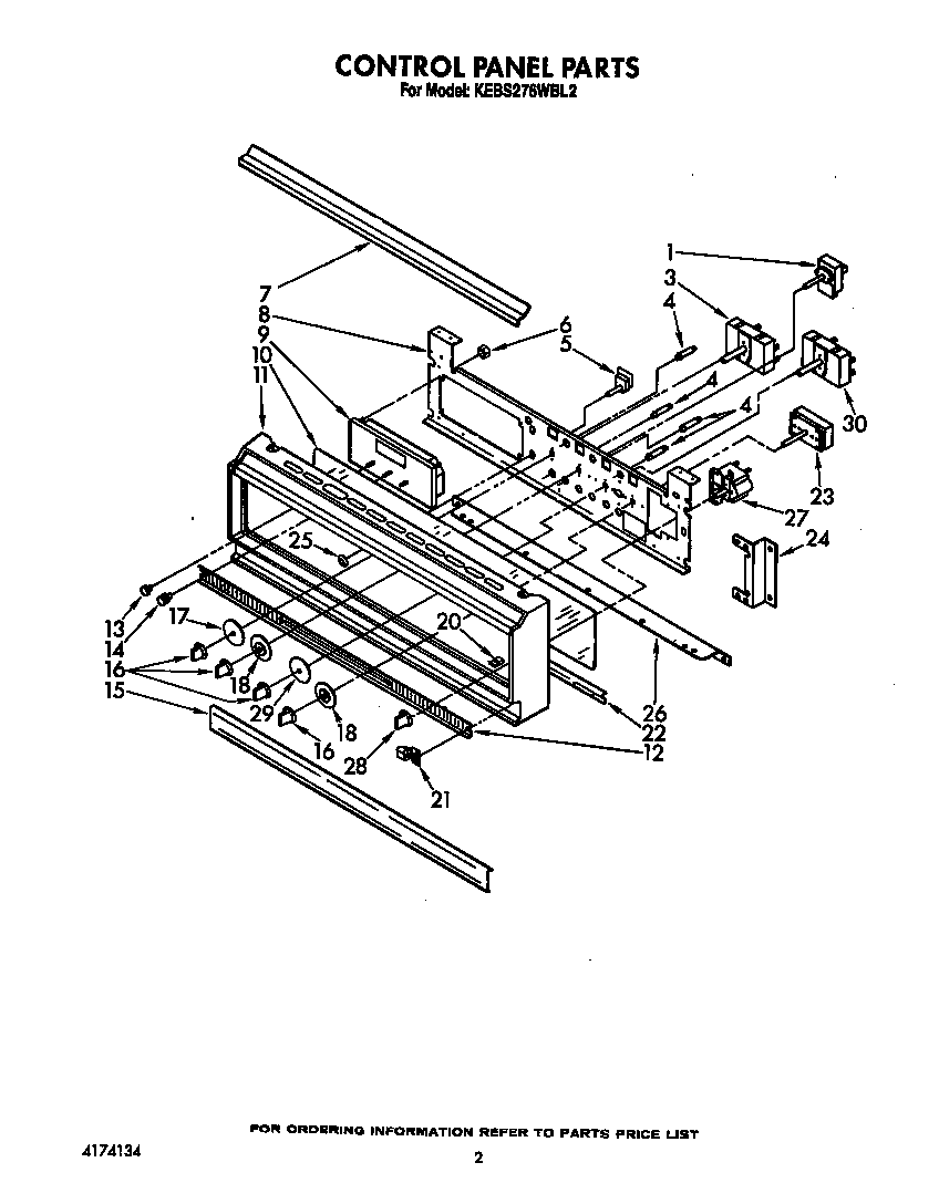 KitchenAid KEBS276WBL2 control panel diagram