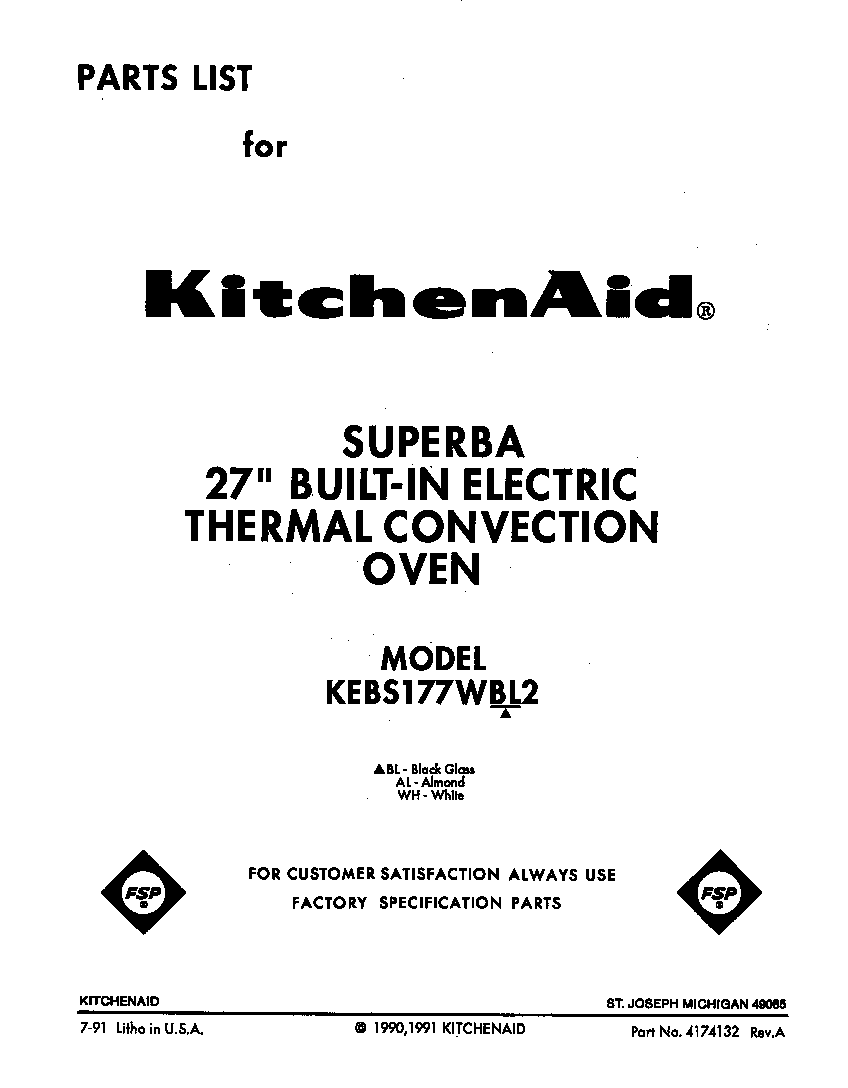 KitchenAid KEBS177WWH2 front cover diagram