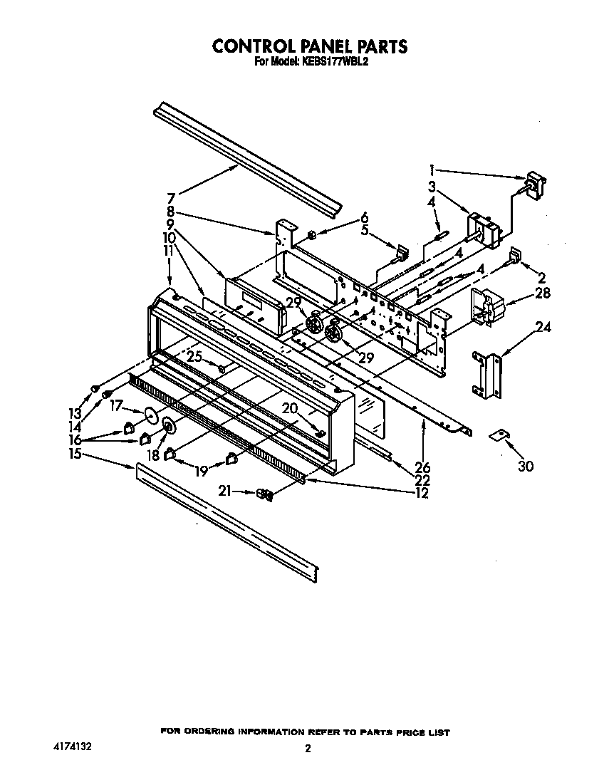 KitchenAid KEBS177WWH2 control panel diagram