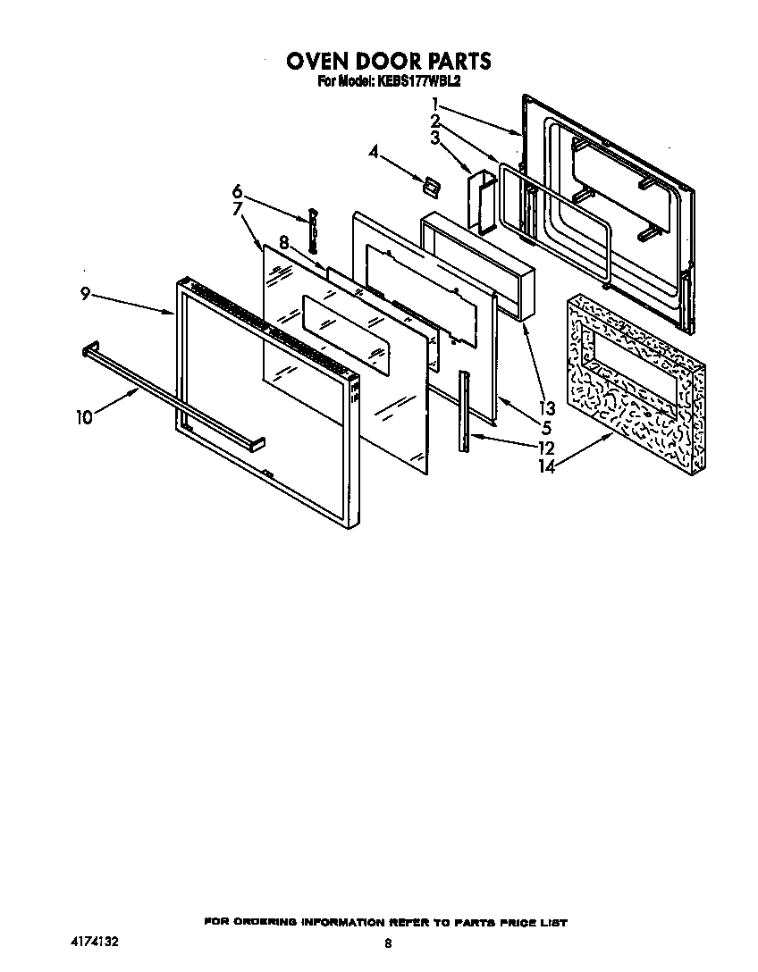 KitchenAid KEBS177WWH2 oven door diagram