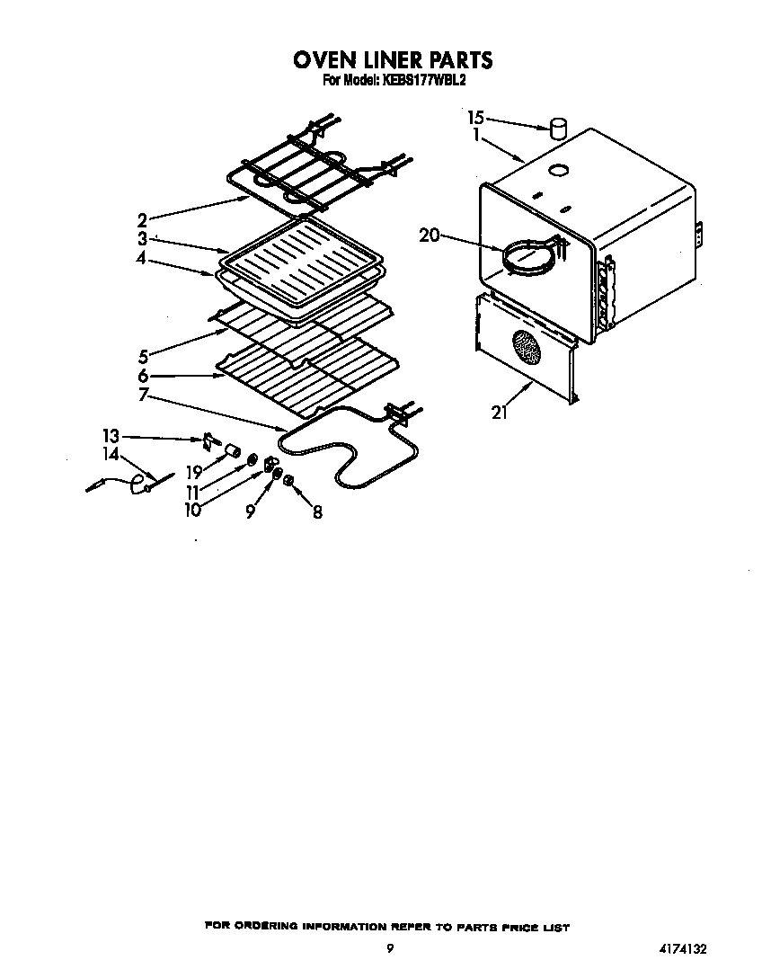 KitchenAid KEBS177WWH2 oven liner diagram