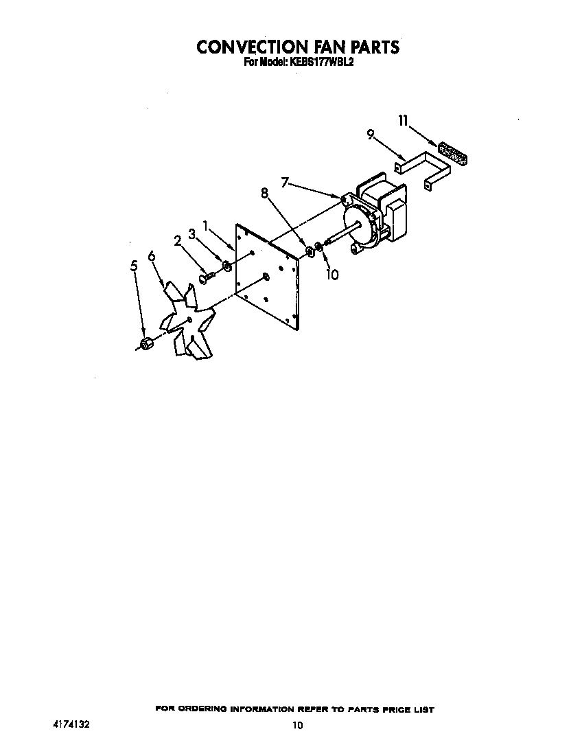 KitchenAid KEBS177WWH2 convection fan diagram