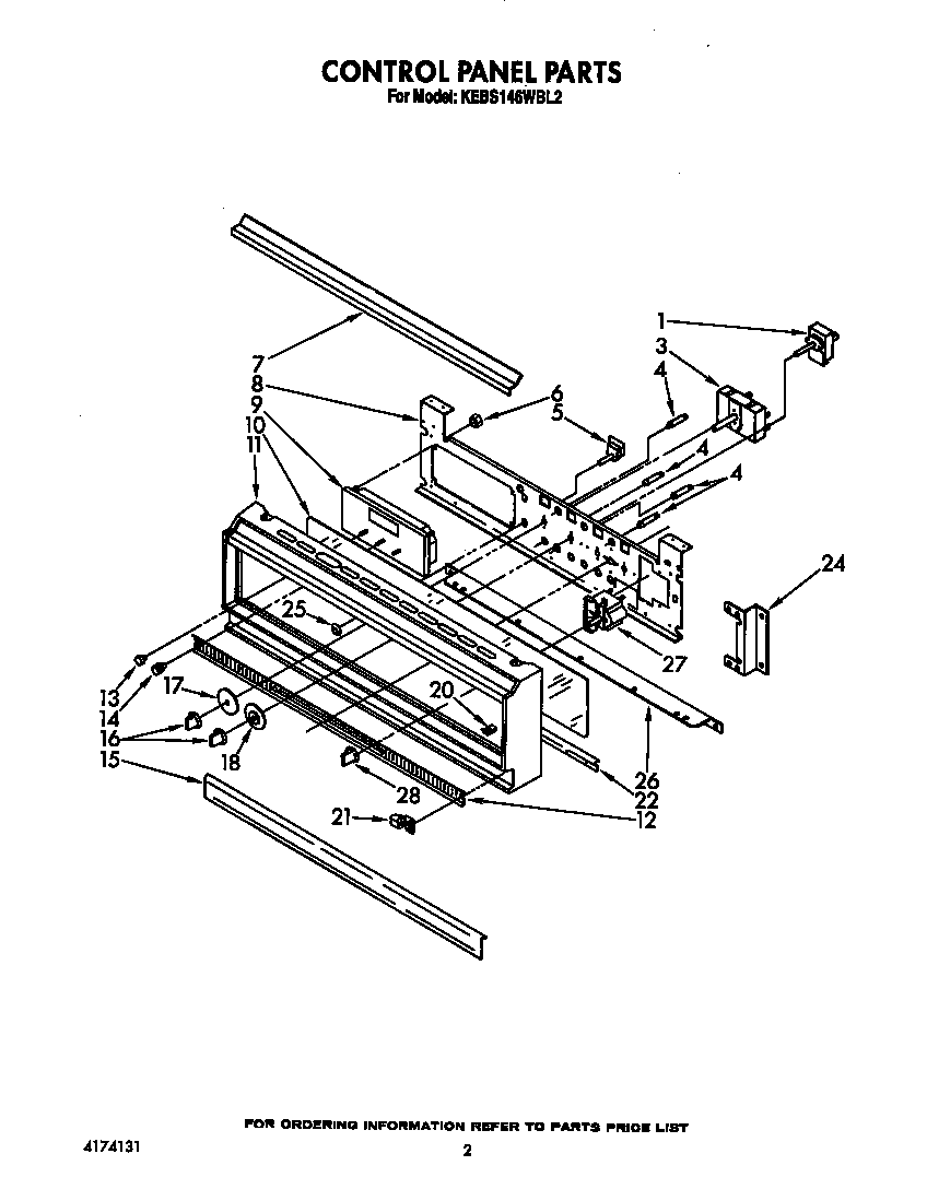 KitchenAid KEBS146WBL2 control panel diagram