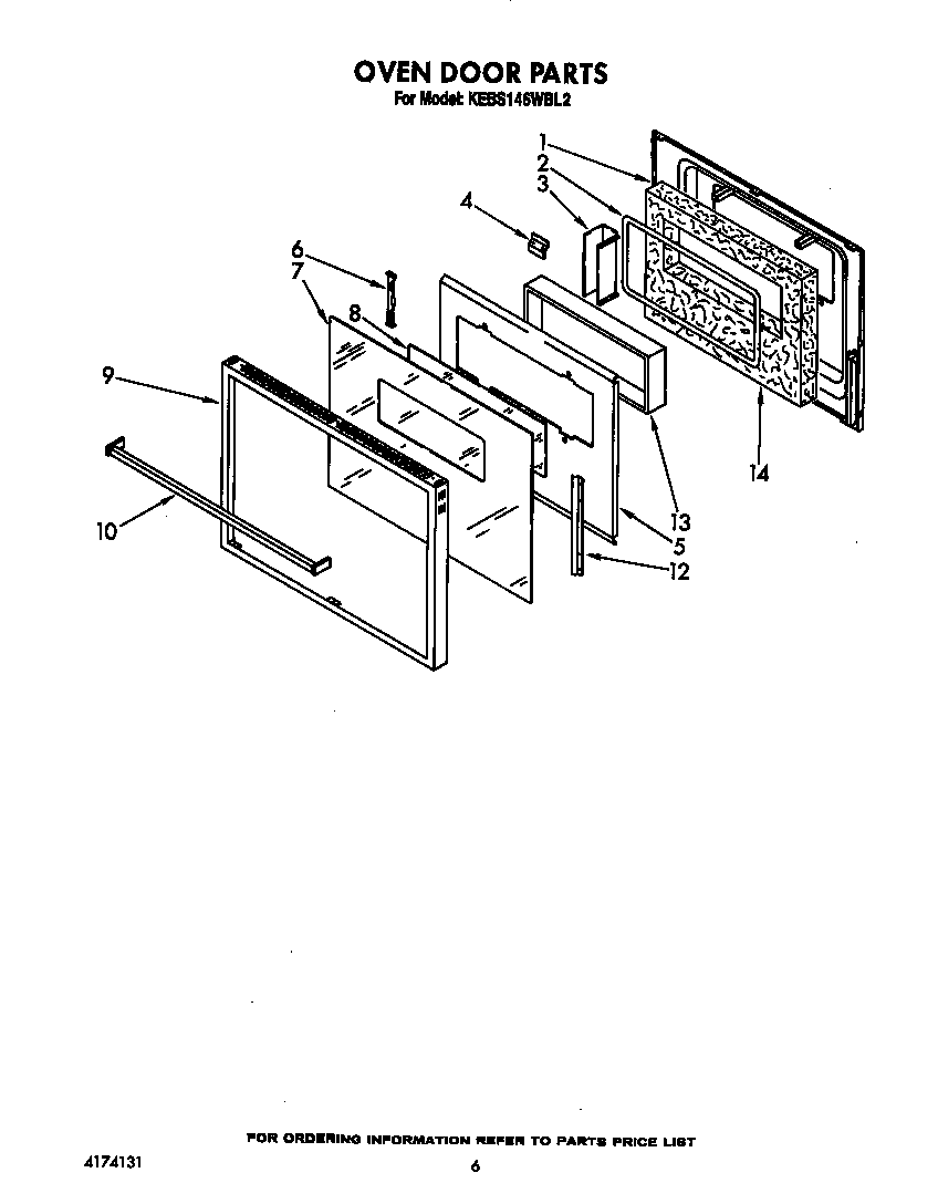 KitchenAid KEBS146WBL2 oven door diagram