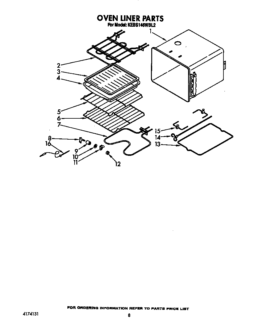 KitchenAid KEBS146WBL2 oven liner diagram