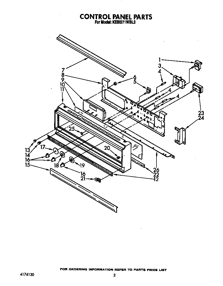 KitchenAid KEBI271WBL2 control panel diagram