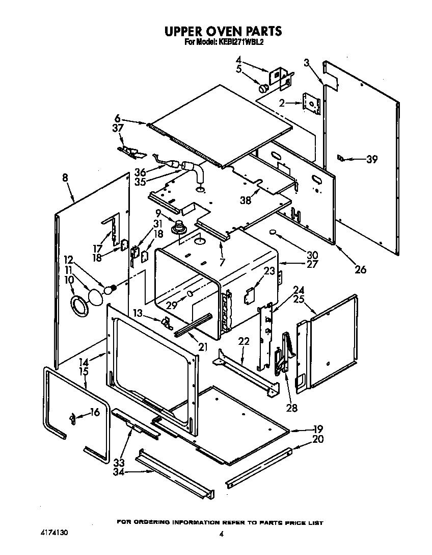 KitchenAid KEBI271WBL2 upper oven diagram