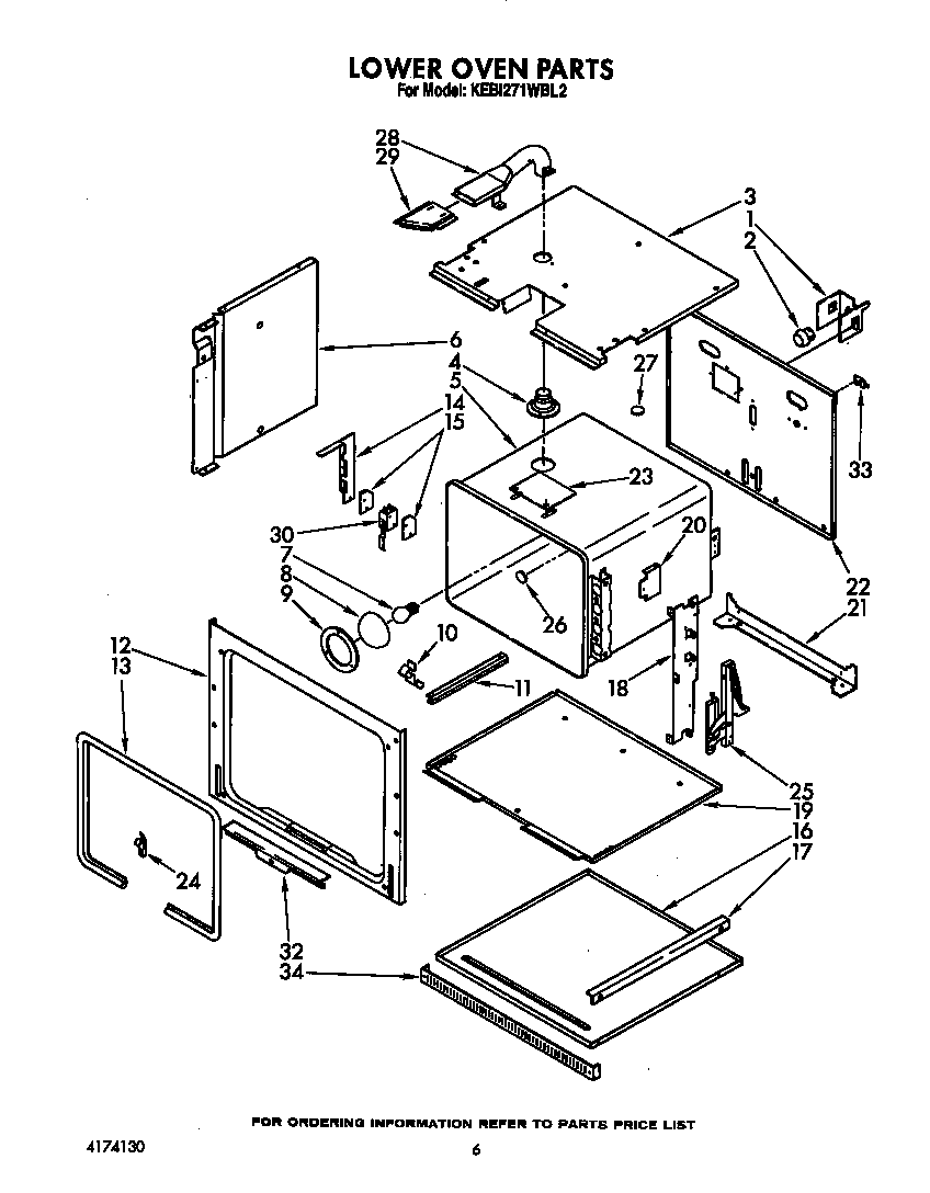 KitchenAid KEBI271WBL2 lower oven diagram