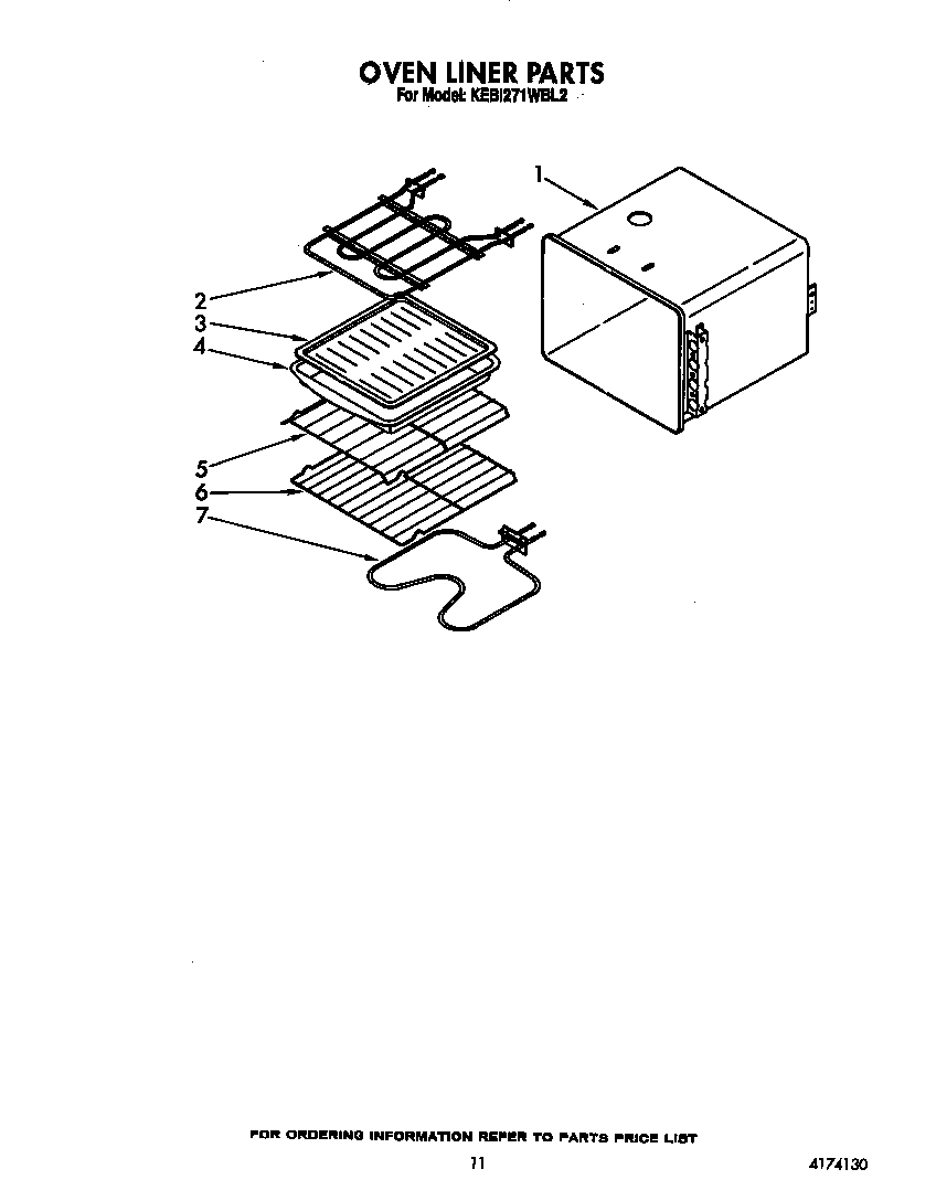 KitchenAid KEBI271WBL2 oven liner diagram