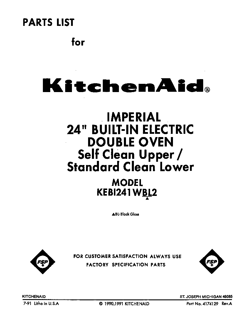KitchenAid KEBI241WBL2 front cover diagram