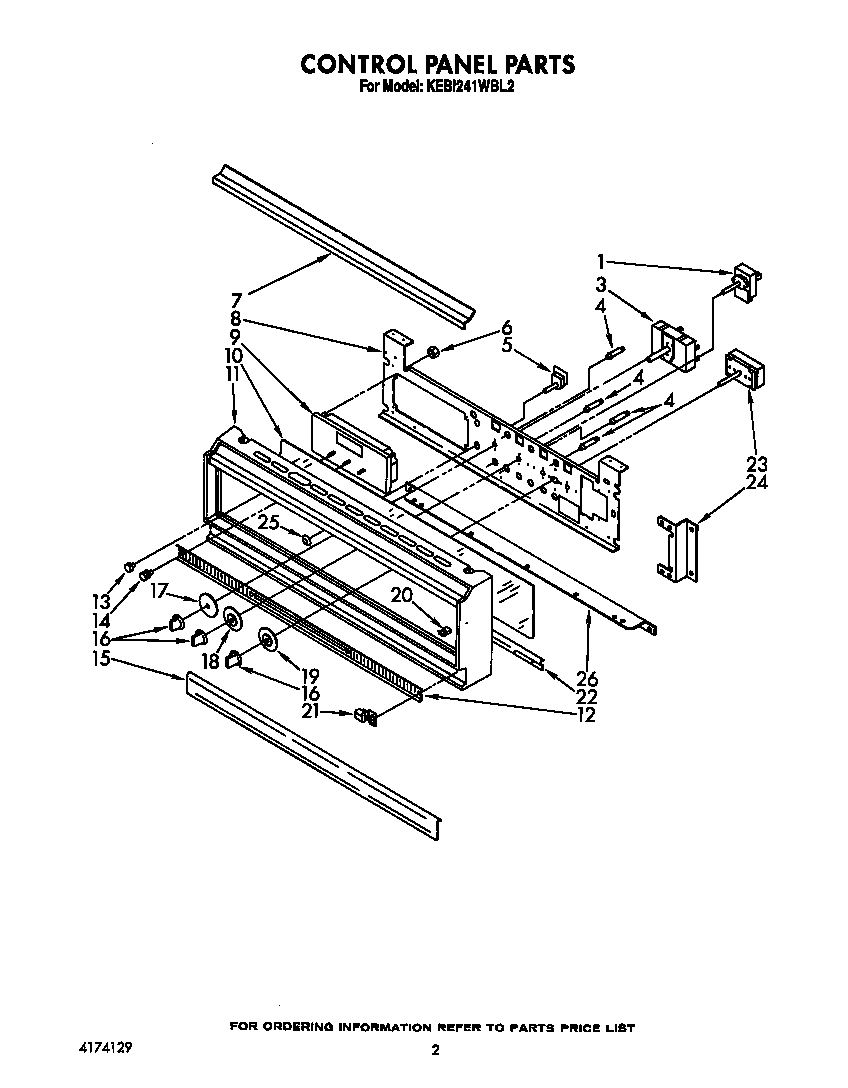 KitchenAid KEBI241WBL2 control panel diagram