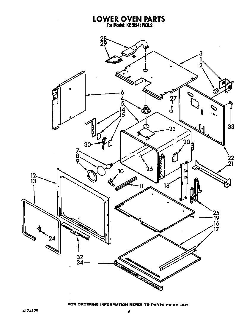 KitchenAid KEBI241WBL2 lower oven diagram