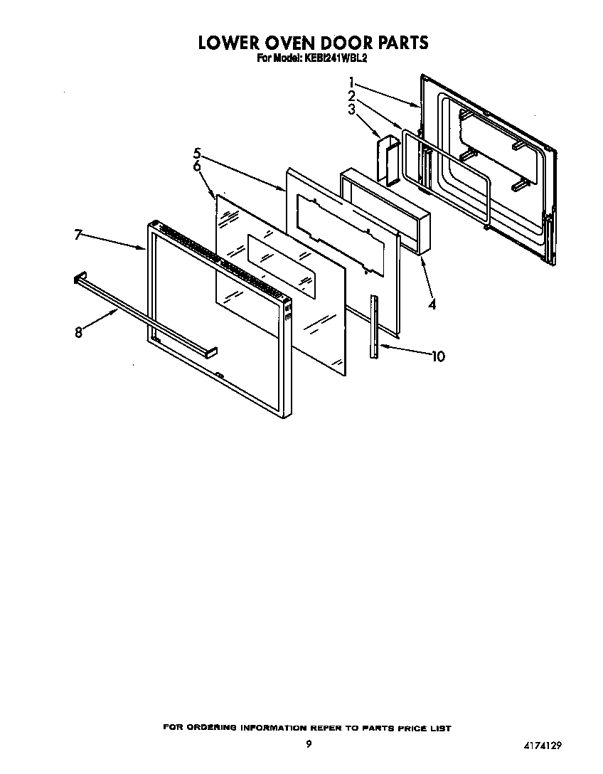 KitchenAid KEBI241WBL2 lower oven door diagram