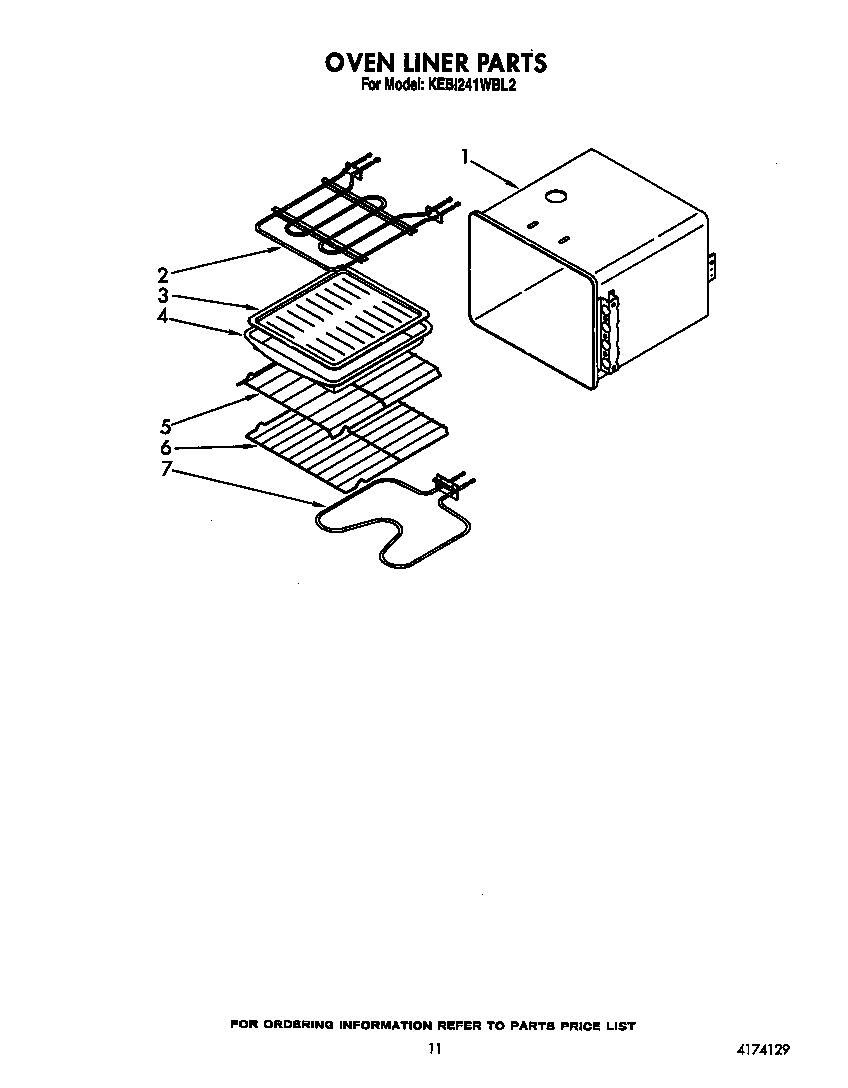 KitchenAid KEBI241WBL2 oven liner diagram