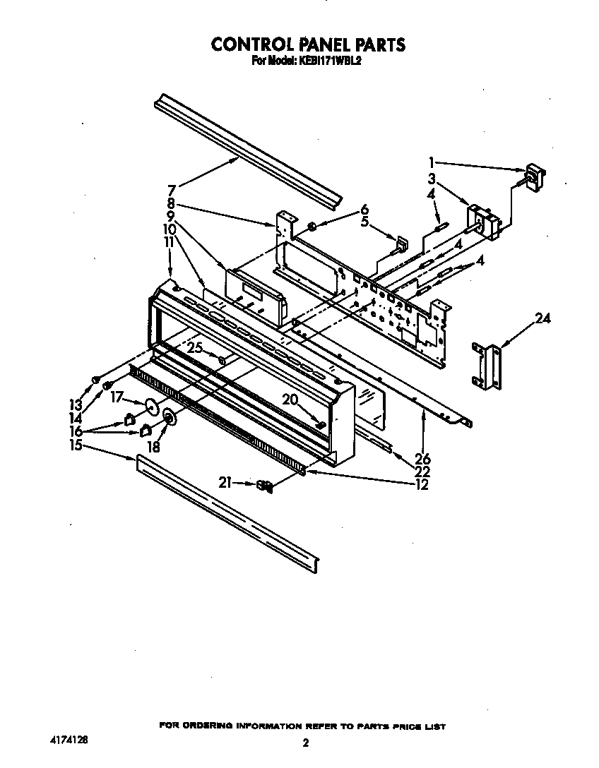 KitchenAid KEBI171WBL2 control panel diagram