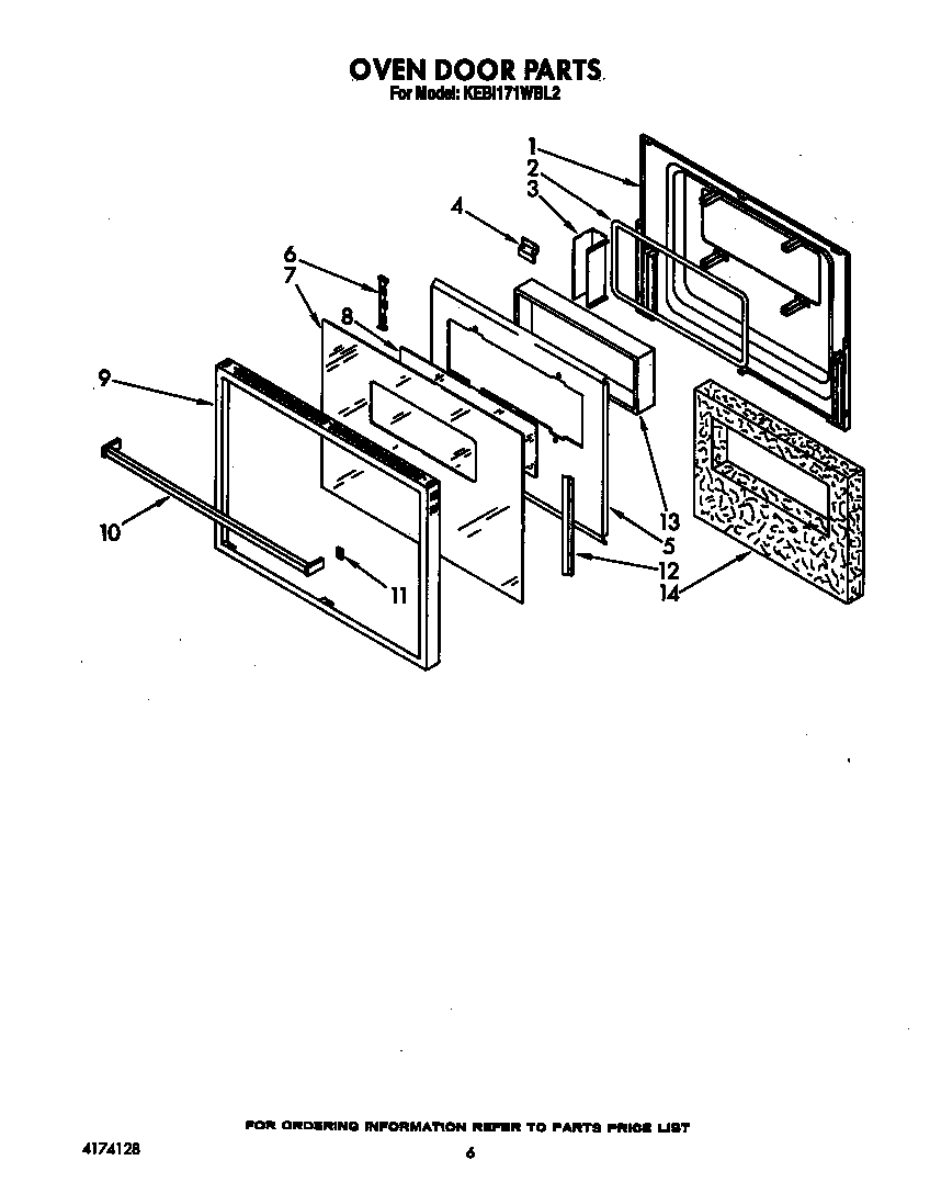 KitchenAid KEBI171WBL2 oven door diagram