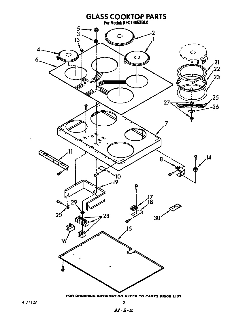 KitchenAid KECT365XWH0 cooktop diagram