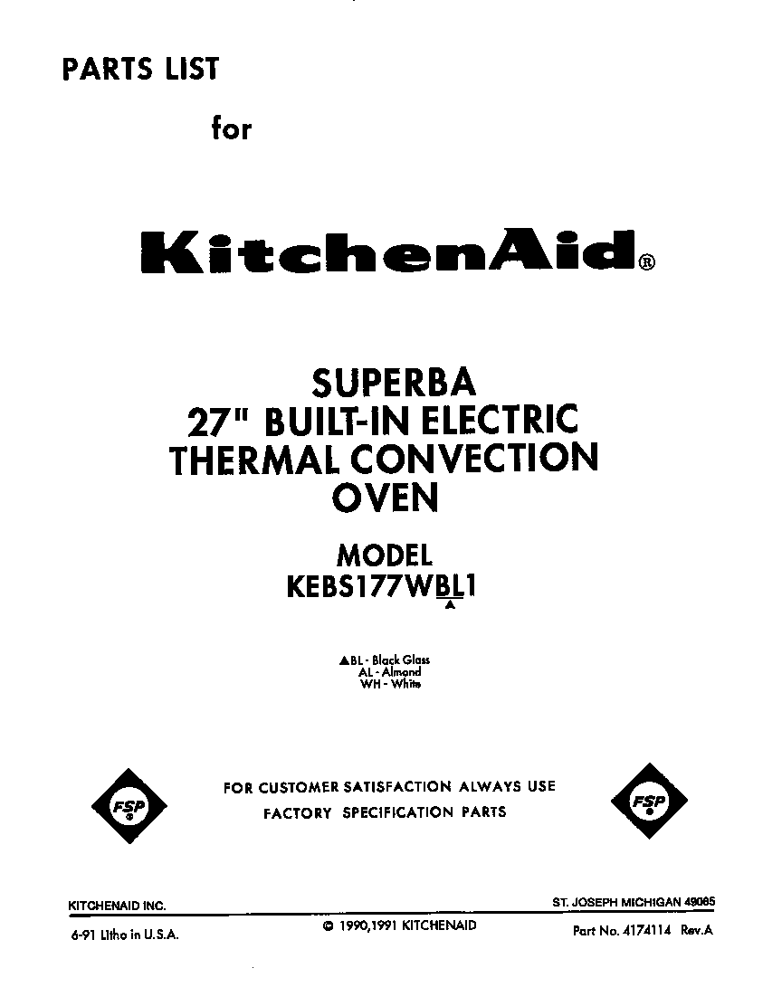 KitchenAid KEBS177WWH1 front cover diagram