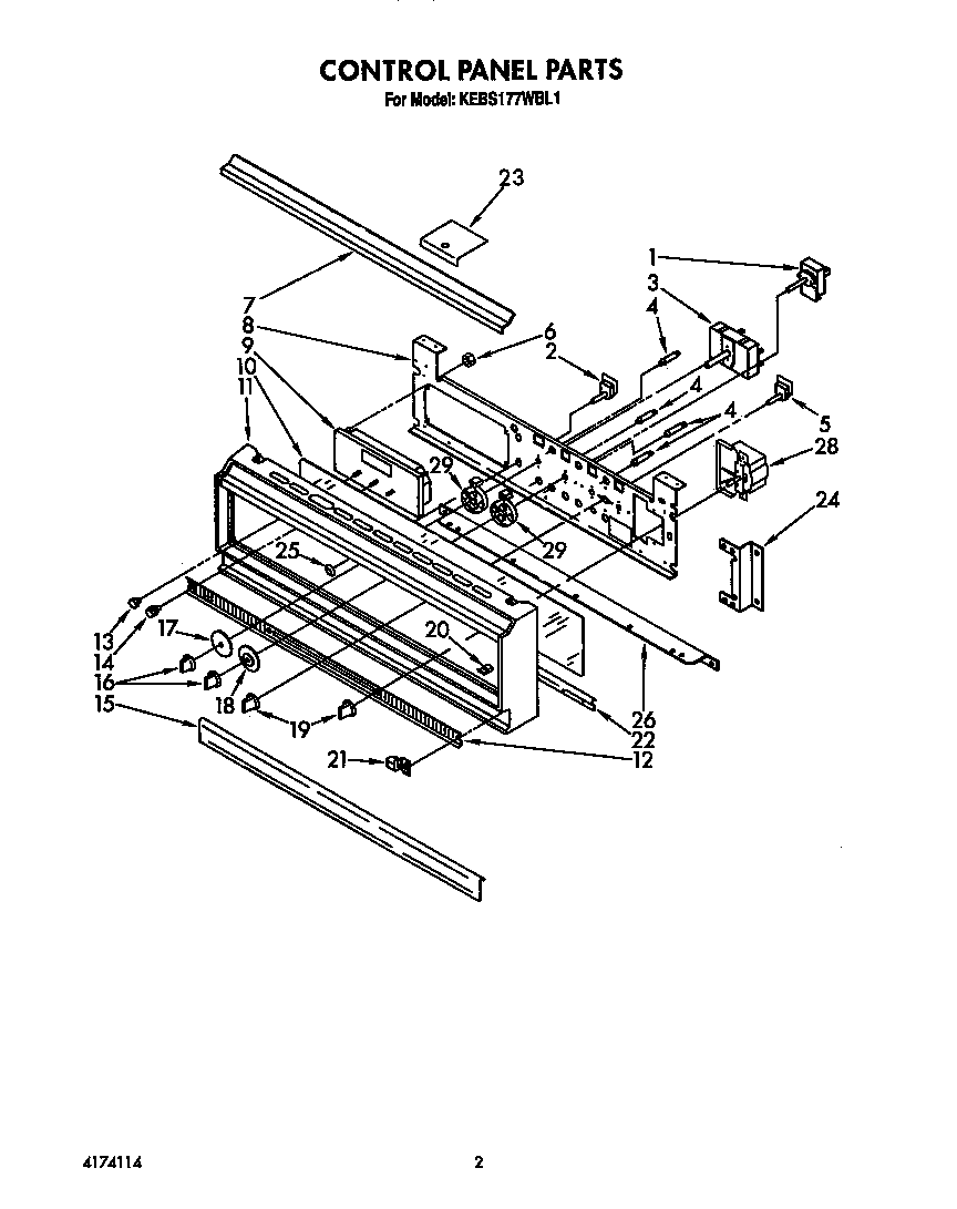 KitchenAid KEBS177WWH1 control panel diagram