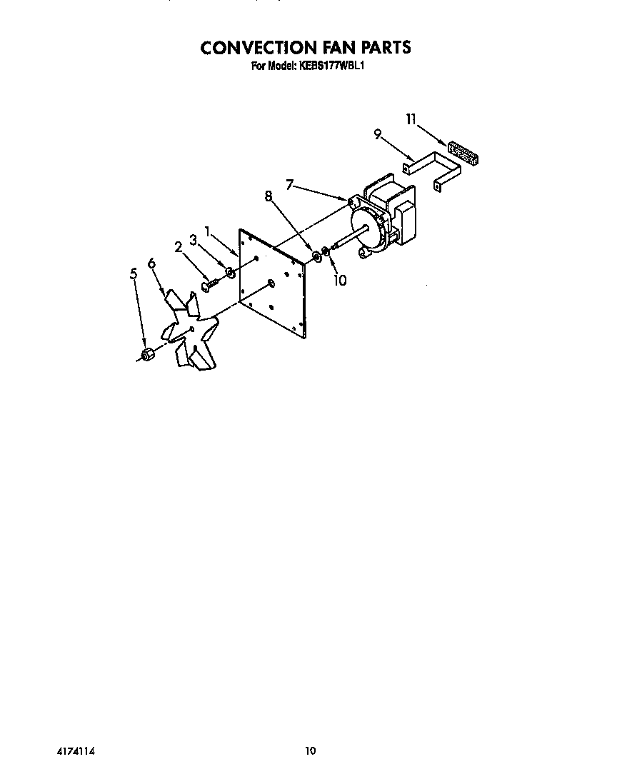 KitchenAid KEBS177WWH1 convection fan diagram