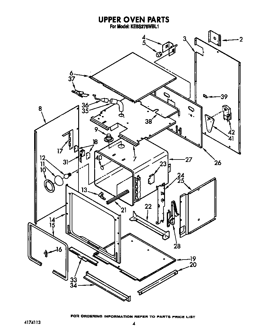KitchenAid KEBS276WBL1 upper oven diagram