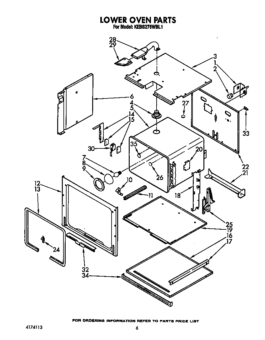 KitchenAid KEBS276WBL1 lower oven diagram