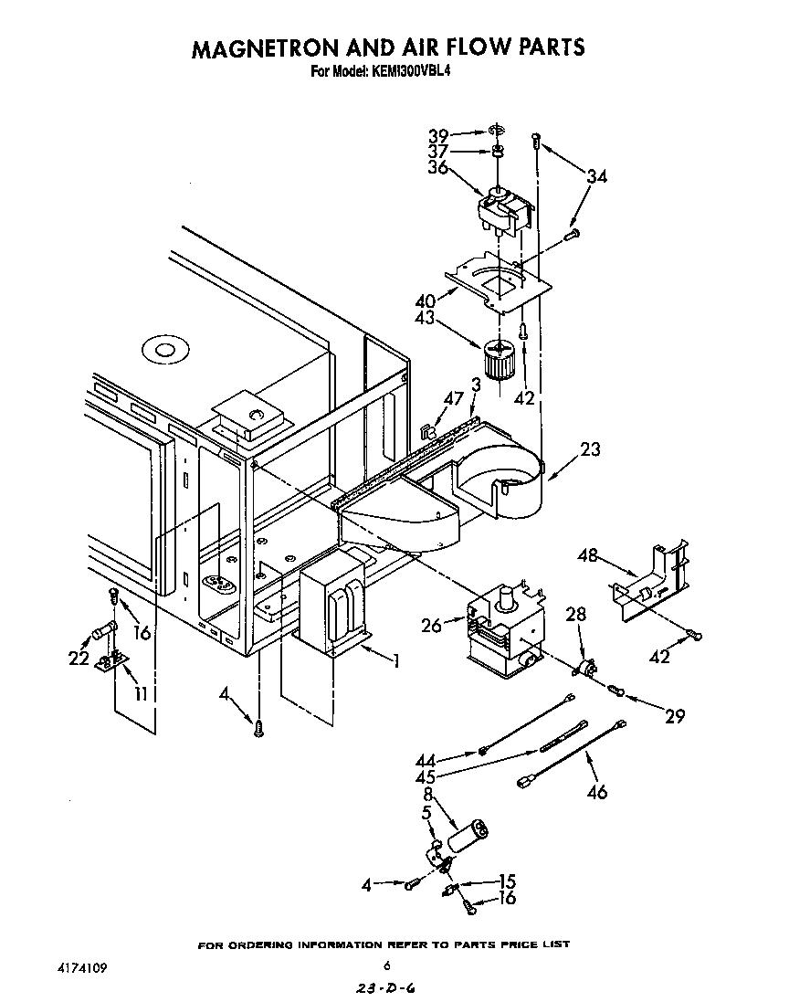 KitchenAid KEMI300VBL4 magnetron and air flow diagram